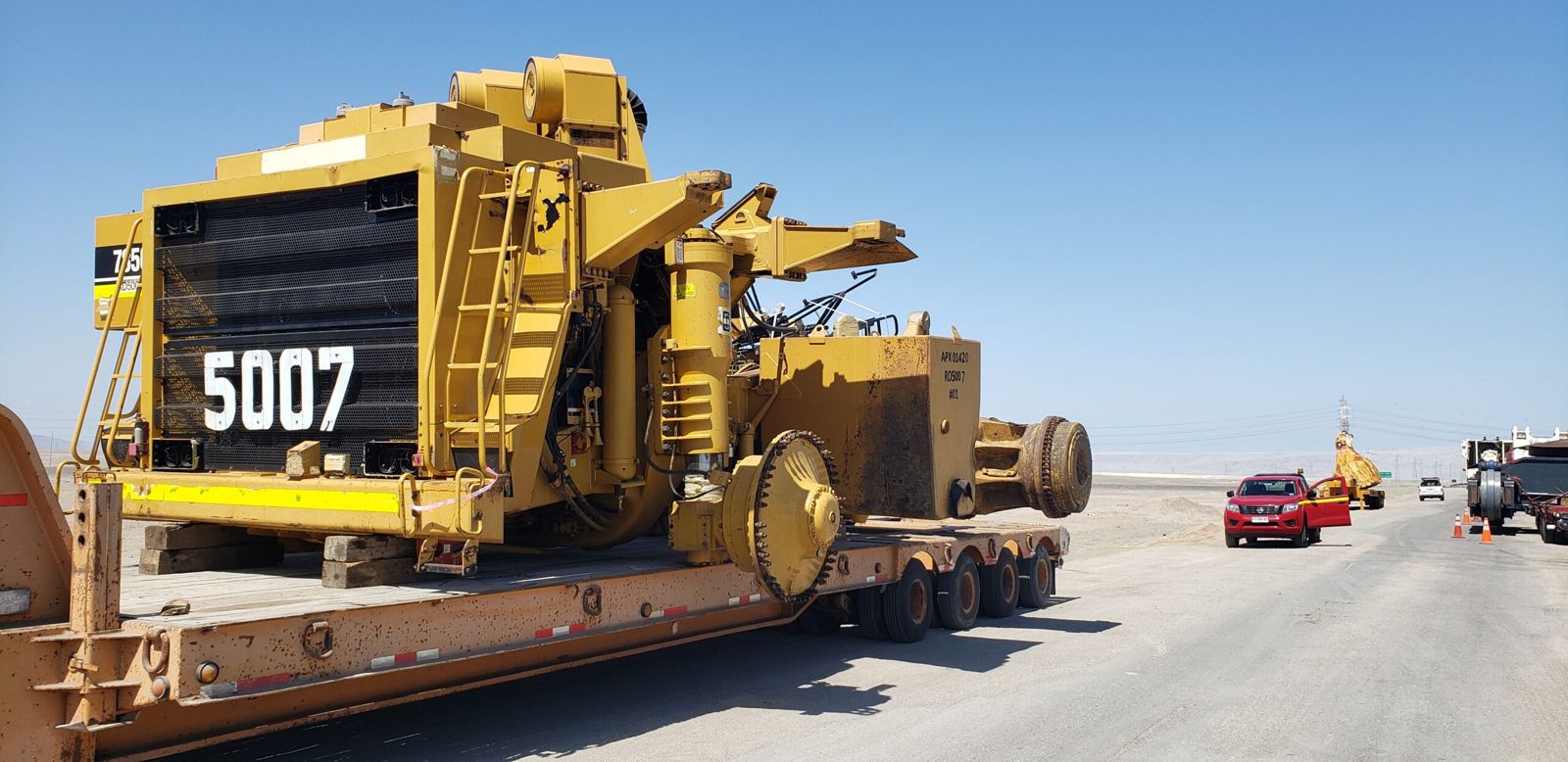 Mining equipment in transit