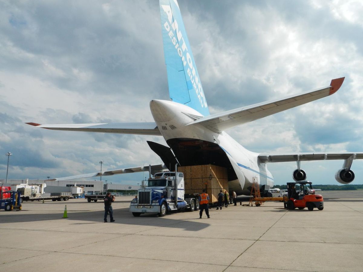 Cargo being loaded into a jet